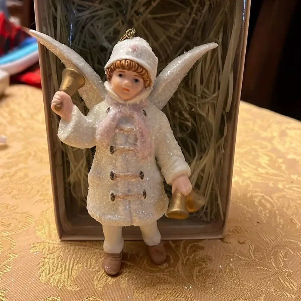 NIB Costco Victorian Child Angel With bells Christmas Ornament 6